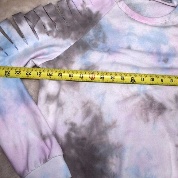 Blue Buttercup Pastel Tie Dye Cut Sleeve Sweatshirt Size Small Cozy - Picture 10 of 15